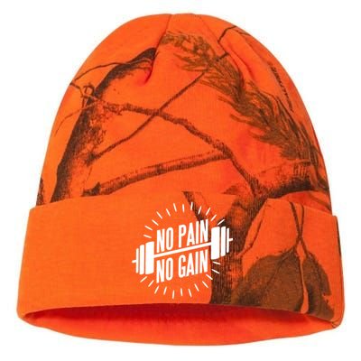 No Pain No Gain Muscle Workout Exercise Gym Bodybuilding Meaningful Gift Kati Licensed 12" Camo Beanie