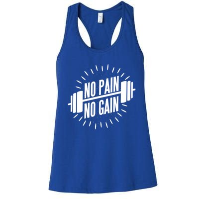 No Pain No Gain Muscle Workout Exercise Gym Bodybuilding Meaningful Gift Women's Racerback Tank