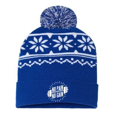 No Pain No Gain Muscle Workout Exercise Gym Bodybuilding Meaningful Gift USA-Made Snowflake Beanie