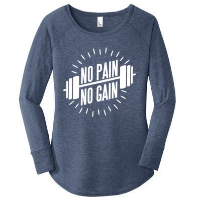 No Pain No Gain Muscle Workout Exercise Gym Bodybuilding Meaningful Gift Women's Perfect Tri Tunic Long Sleeve Shirt