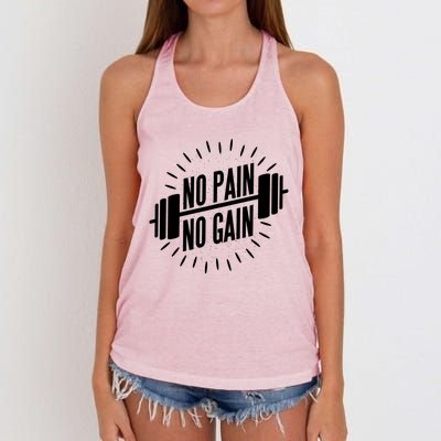 No Pain No Gain Muscle Workout Exercise Gym Bodybuilding Meaningful Gift Women's Knotted Racerback Tank