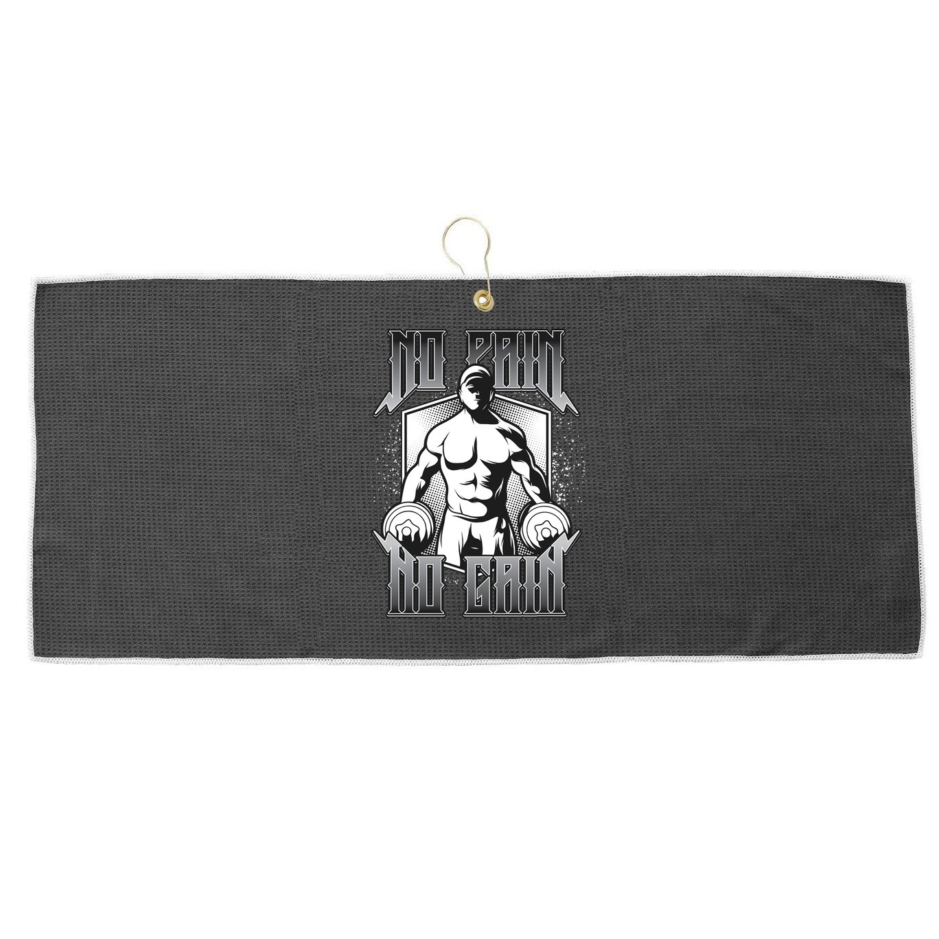 No Pain No Gain Large Microfiber Waffle Golf Towel