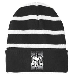 No Pain No Gain Striped Beanie with Solid Band