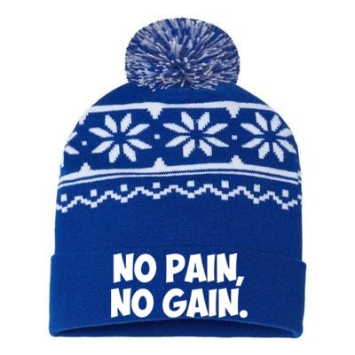 No Pain No Gain Cool Gift USA-Made Snowflake Beanie