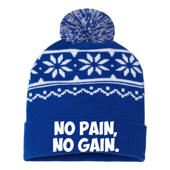 No Pain No Gain Cool Gift USA-Made Snowflake Beanie