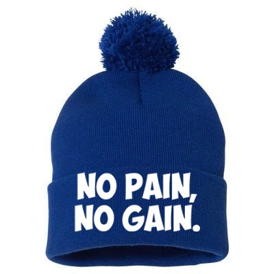 No Pain No Gain Cool Gift Pom Pom 12in Knit Beanie