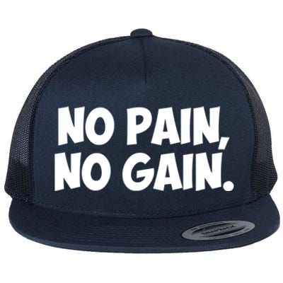 No Pain No Gain Cool Gift Flat Bill Trucker Hat