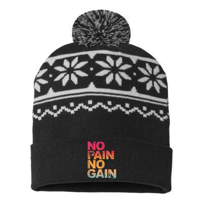 No Pain No Gain Motivation Workout Gym USA-Made Snowflake Beanie