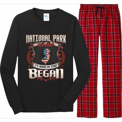 National Park New Jersey Usa Flag 4th Of July Gift Long Sleeve Pajama Set