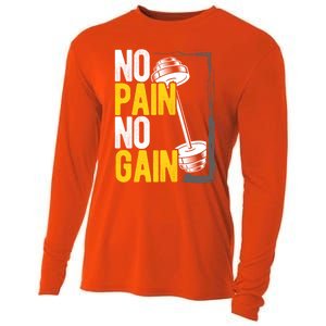 No Pain No Gain Workout Gym Lifting Gift Cooling Performance Long Sleeve Crew