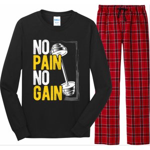 No Pain No Gain Workout Gym Lifting Gift Long Sleeve Pajama Set