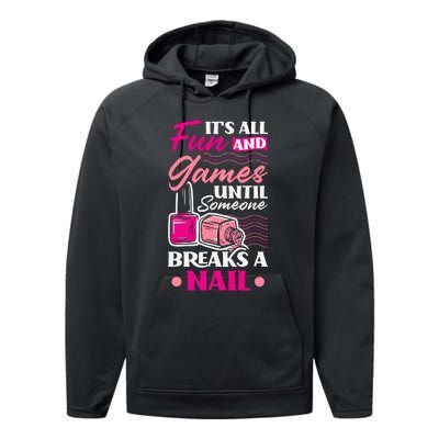 Nail Polish Nail Artists Manicurist For A Pedicurist Pun Performance Fleece Hoodie