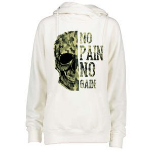 No Pain No Gaingift Skull Mindset Motivation Gym Gift Womens Funnel Neck Pullover Hood