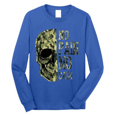 No Pain No Gaingift Skull Mindset Motivation Gym Gift Long Sleeve Shirt