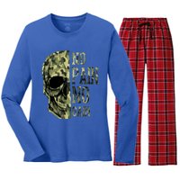 No Pain No Gaingift Skull Mindset Motivation Gym Gift Women's Long Sleeve Flannel Pajama Set 