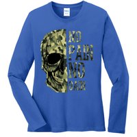 No Pain No Gaingift Skull Mindset Motivation Gym Gift Ladies Long Sleeve Shirt