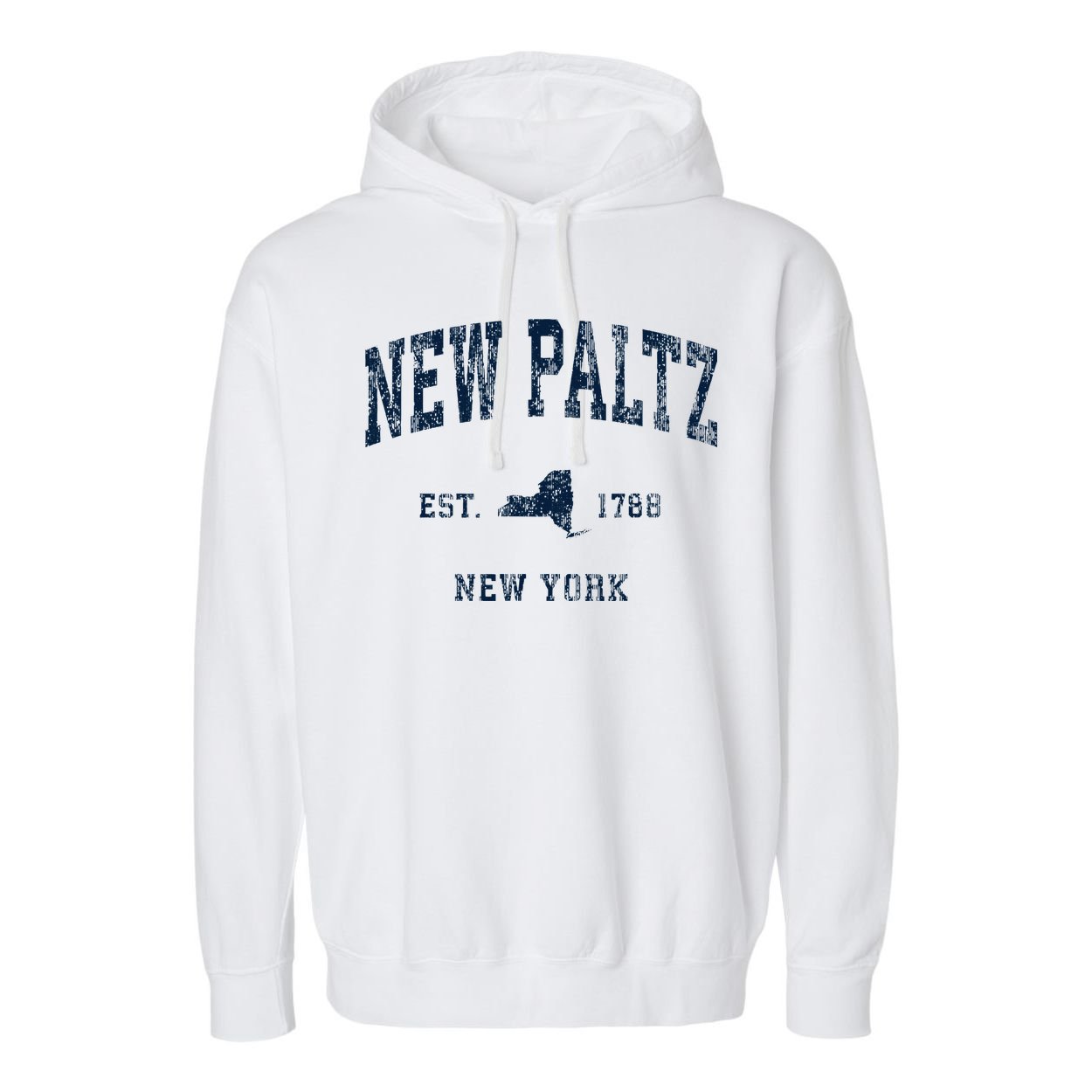 New Paltz New York Ny Vintage Athletic Sports Design Garment-Dyed Fleece Hoodie