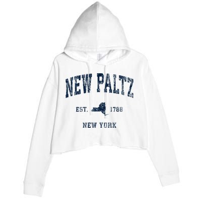 New Paltz New York Ny Vintage Athletic Sports Design Crop Fleece Hoodie