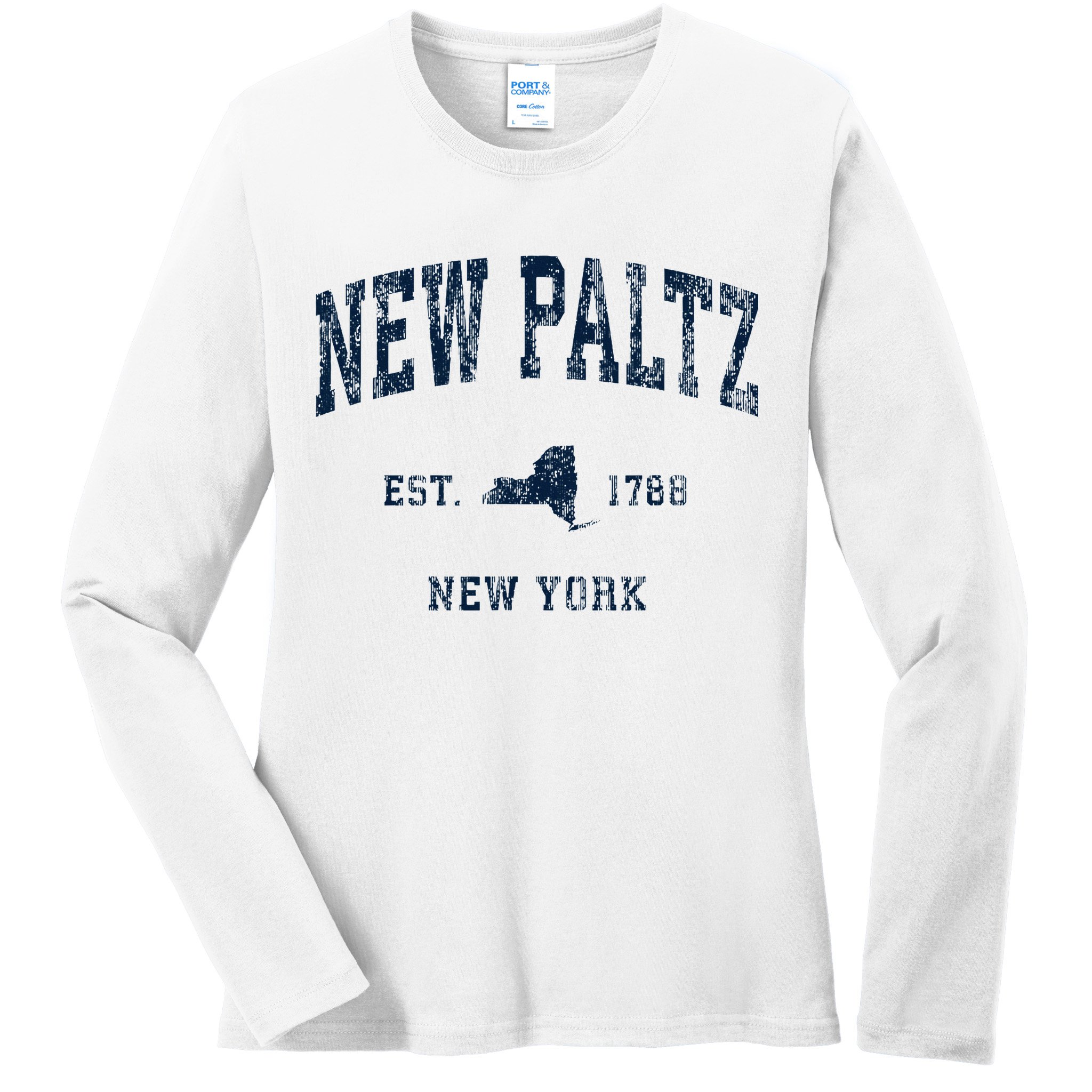 New Paltz New York Ny Vintage Athletic Sports Design Ladies Long Sleeve Shirt