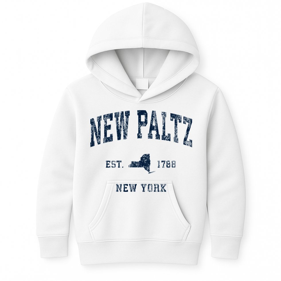 New Paltz New York Ny Vintage Athletic Sports Design Kids Hoodie