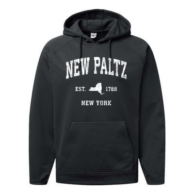 New Paltz New York Ny Vintage Athletic Performance Fleece Hoodie