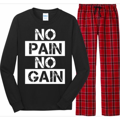 No Pain No Gain Beast Workout Muscular Gym Distressed Gift Long Sleeve Pajama Set