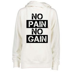 No Pain No Gain Beast Workout Muscular Gym Distressed Gift Womens Funnel Neck Pullover Hood