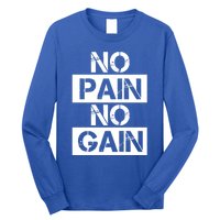 No Pain No Gain Beast Workout Muscular Gym Distressed Gift Long Sleeve Shirt