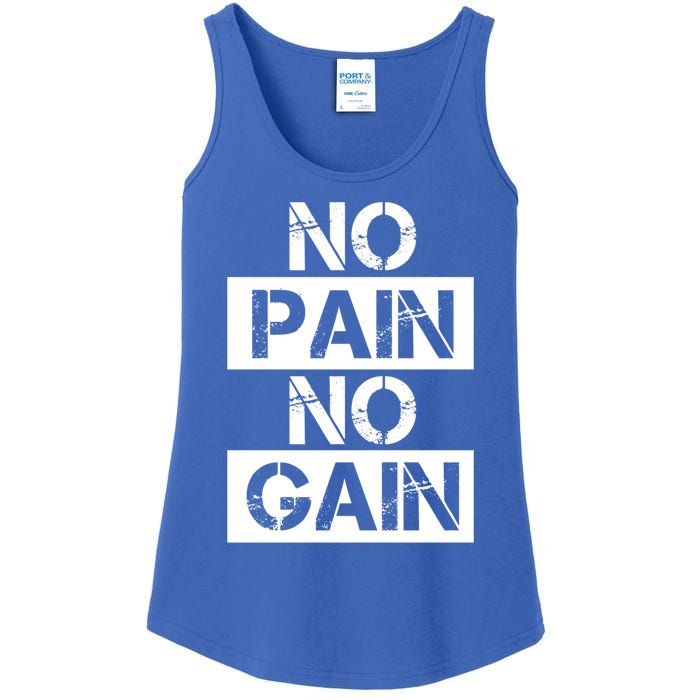 No Pain No Gain Beast Workout Muscular Gym Distressed Gift Ladies Essential Tank