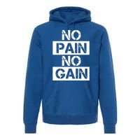 No Pain No Gain Beast Workout Muscular Gym Distressed Gift Premium Hoodie