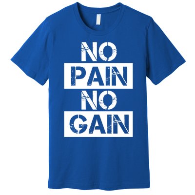 No Pain No Gain Beast Workout Muscular Gym Distressed Gift Premium T-Shirt