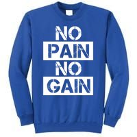 No Pain No Gain Beast Workout Muscular Gym Distressed Gift Tall Sweatshirt