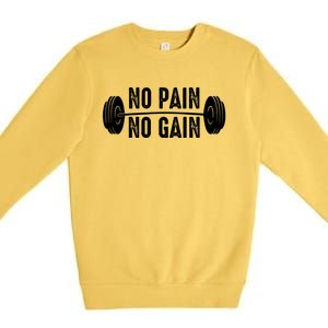 No Pain No Gain Gym Workout Fitness Gift Premium Crewneck Sweatshirt