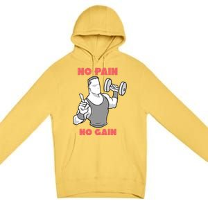 No Pain No Gain For Weightlifters Funny Gift Premium Pullover Hoodie