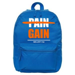 No Pain No Gain Gym Bodybuilding Gains Fitness Workout Gift 16 in Basic Backpack