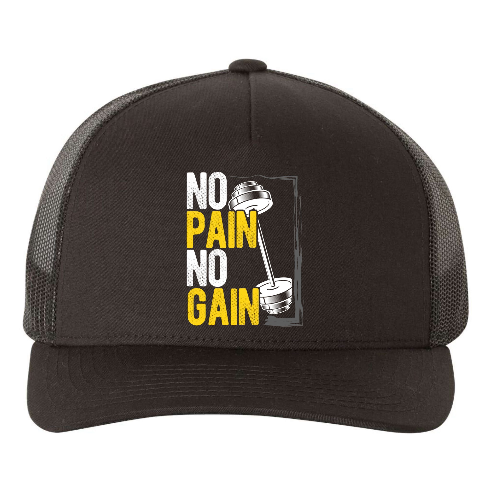 No Pain No Gain Workout Gym Lifting Gift Yupoong Adult 5-Panel Trucker Hat