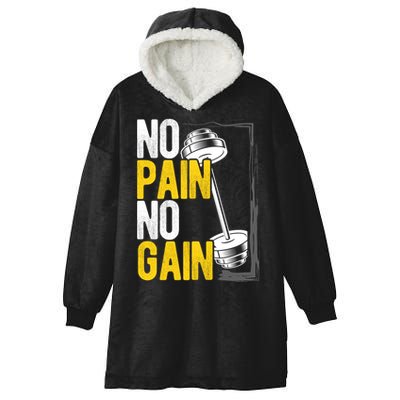 No Pain No Gain Workout Gym Lifting Gift Hooded Wearable Blanket