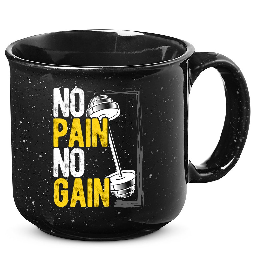 No Pain No Gain Workout Gym Lifting Gift 15oz Campfire Ceramic Mug
