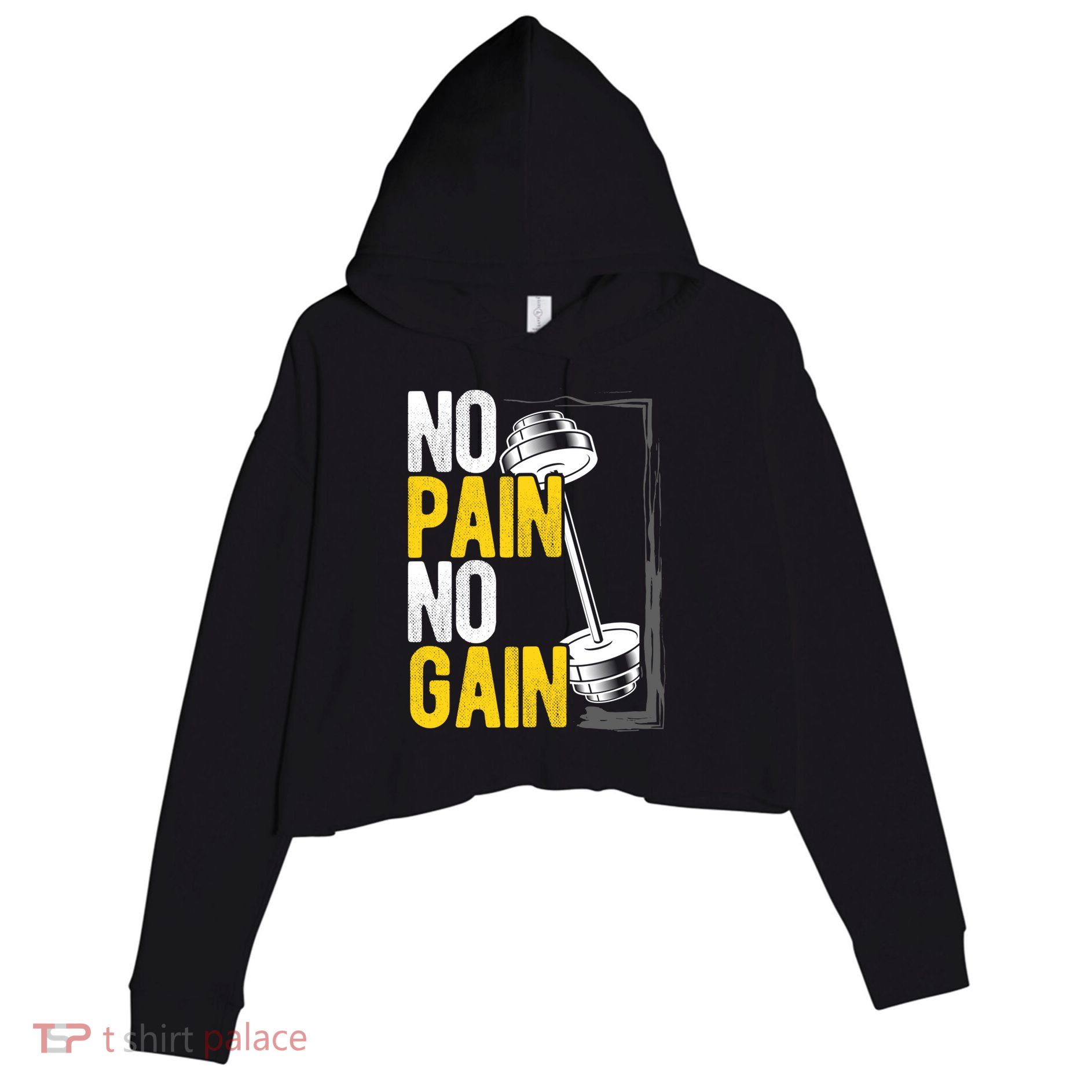 No Pain No Gain Workout Gym Lifting Gift Crop Fleece Hoodie