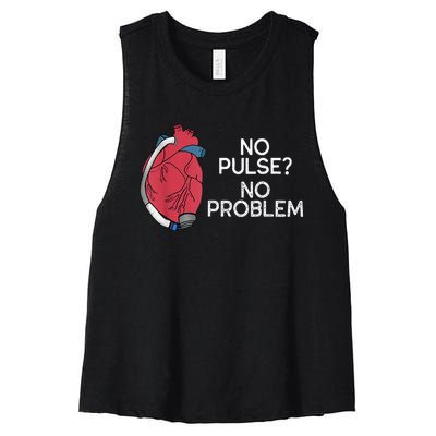 No Pulse No Problem Heartmate Lvad Heart Cvicu Women's Racerback Cropped Tank