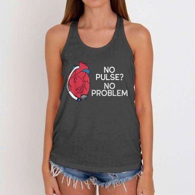 No Pulse No Problem Heartmate Lvad Heart Cvicu Women's Knotted Racerback Tank