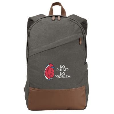 No Pulse No Problem Heartmate Lvad Heart Cvicu Cotton Canvas Backpack