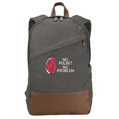 No Pulse No Problem Heartmate Lvad Heart Cvicu Cotton Canvas Backpack