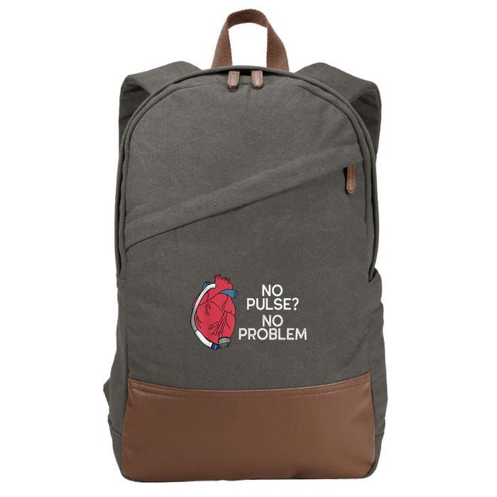 No Pulse No Problem Heartmate Lvad Heart Cvicu Cotton Canvas Backpack