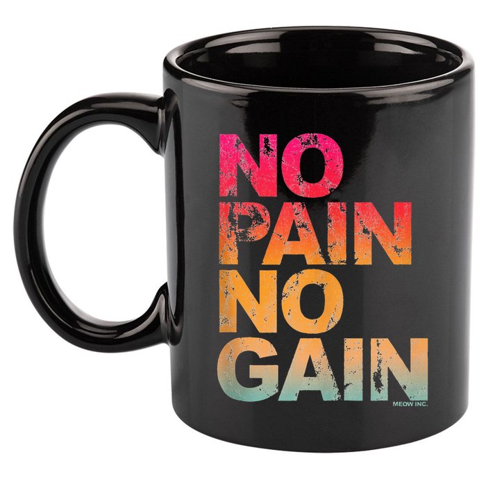 No Pain No Gain Motivation Workout Gym 11oz C Handle Ceramic Mug