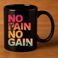 No Pain No Gain Motivation Workout Gym 11oz C Handle Ceramic Mug