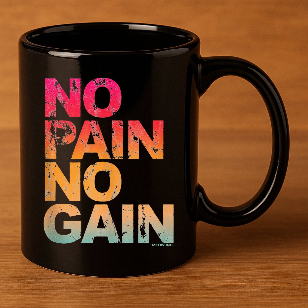 No Pain No Gain Motivation Workout Gym 11oz C Handle Ceramic Mug