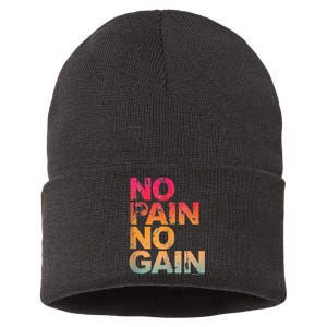 No Pain No Gain Motivation Workout Gym Sustainable Knit Beanie