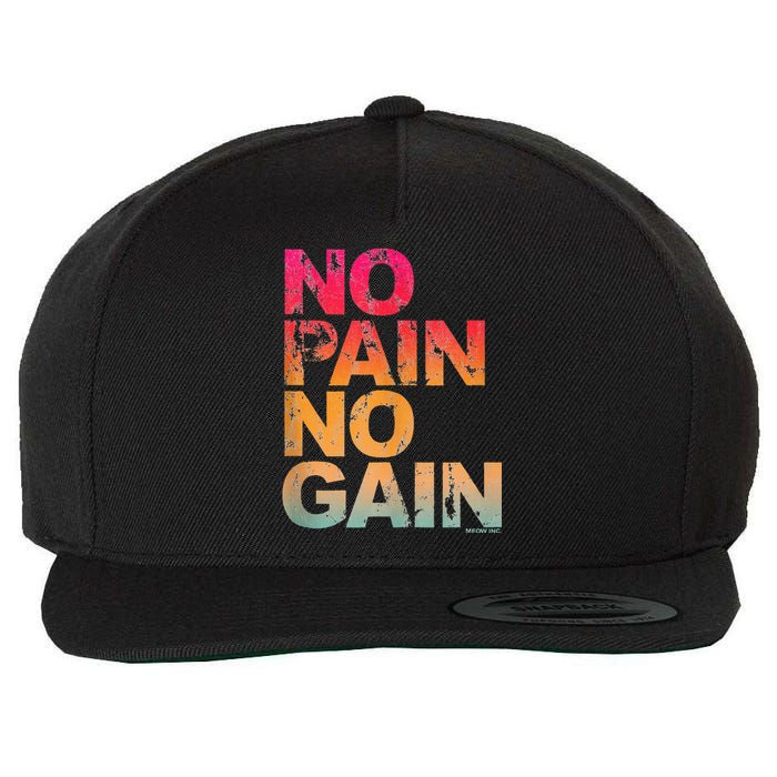 No Pain No Gain Motivation Workout Gym Wool Snapback Cap