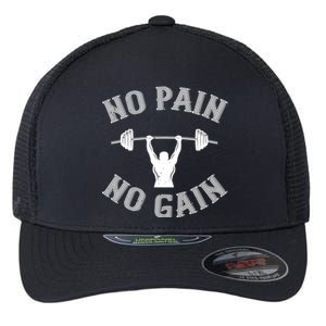 No Pain No Gain Cute Gift Motivational Gym Workout Gift Flexfit Unipanel Trucker Cap